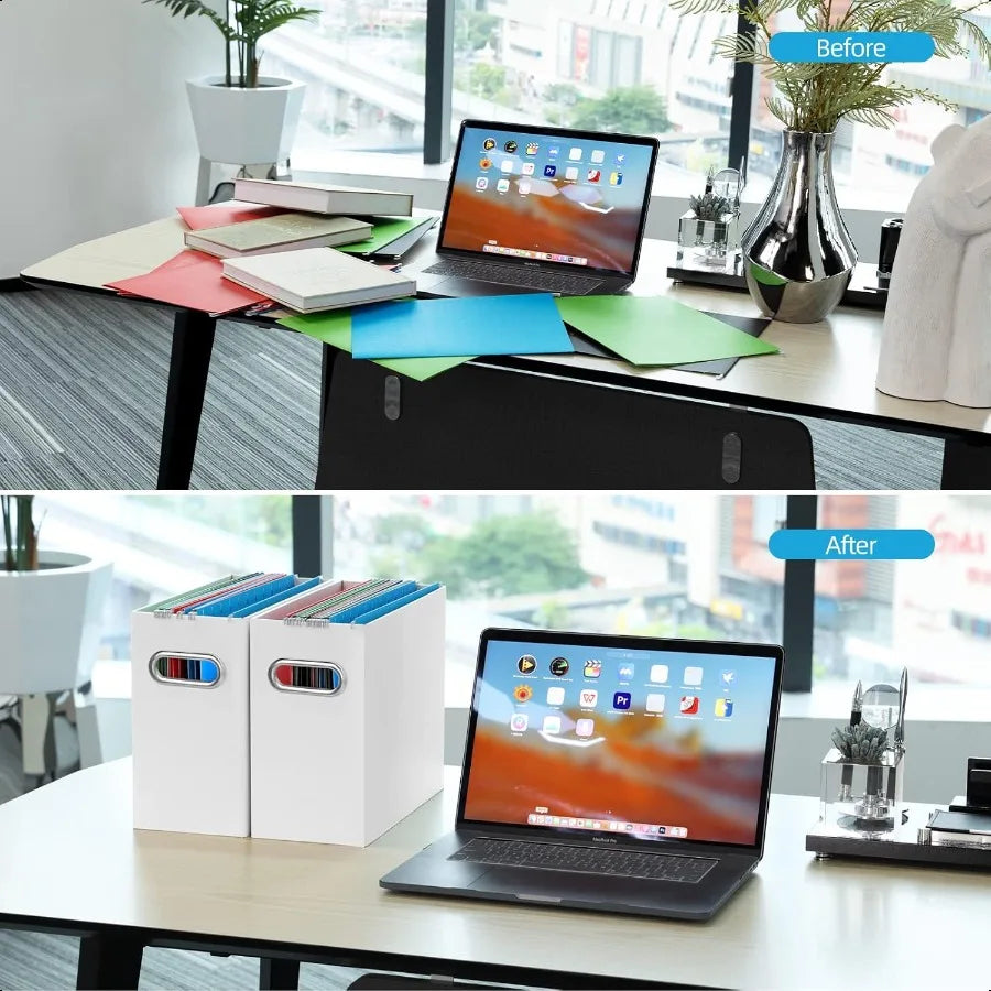 Collapsible Cardboard Storage Box 2-Pack Hanging File Folder Organizer