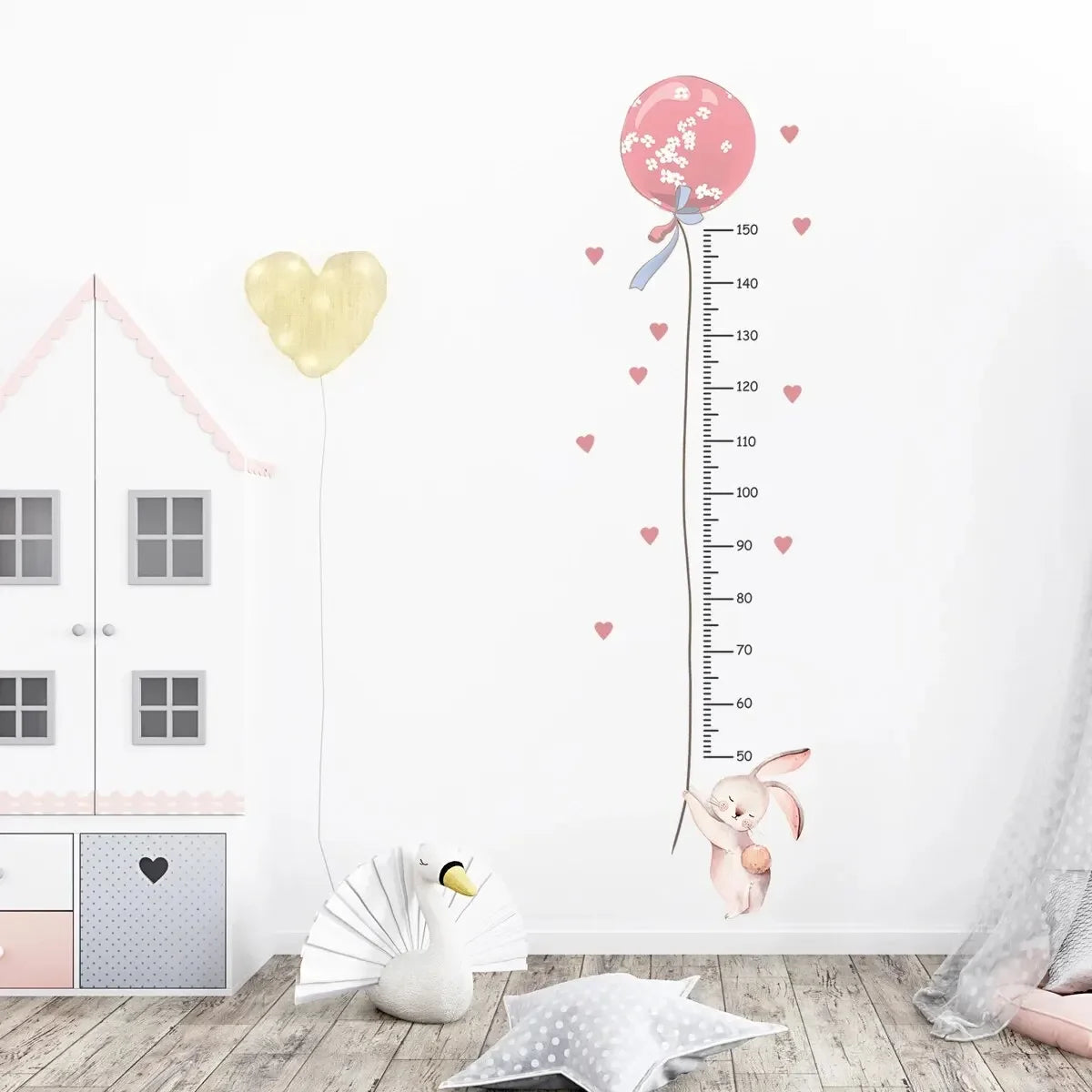 Cartoon Cute Balloon Height Measurement 2Pcs Wall Stickers