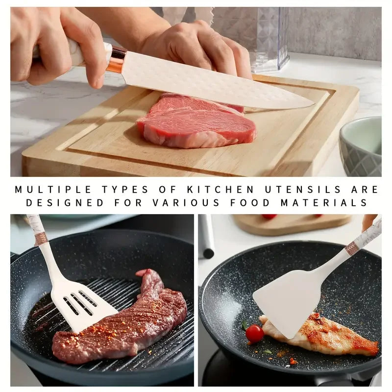 Stainless Steel Knife Set 16PCS Silicone Kitchenware