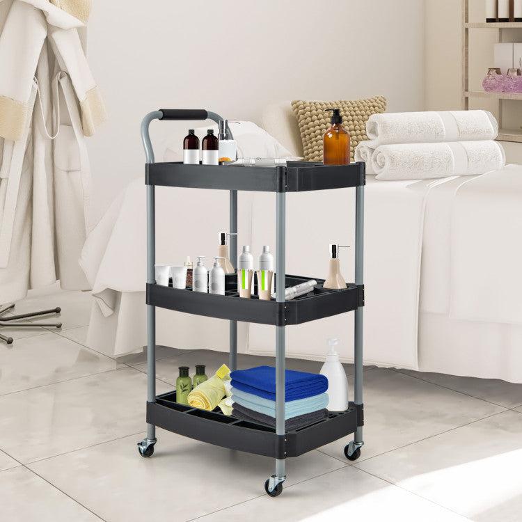 3 Layer Detailing Tool Utility Cart Mobile Rolling Organizer (Black)
