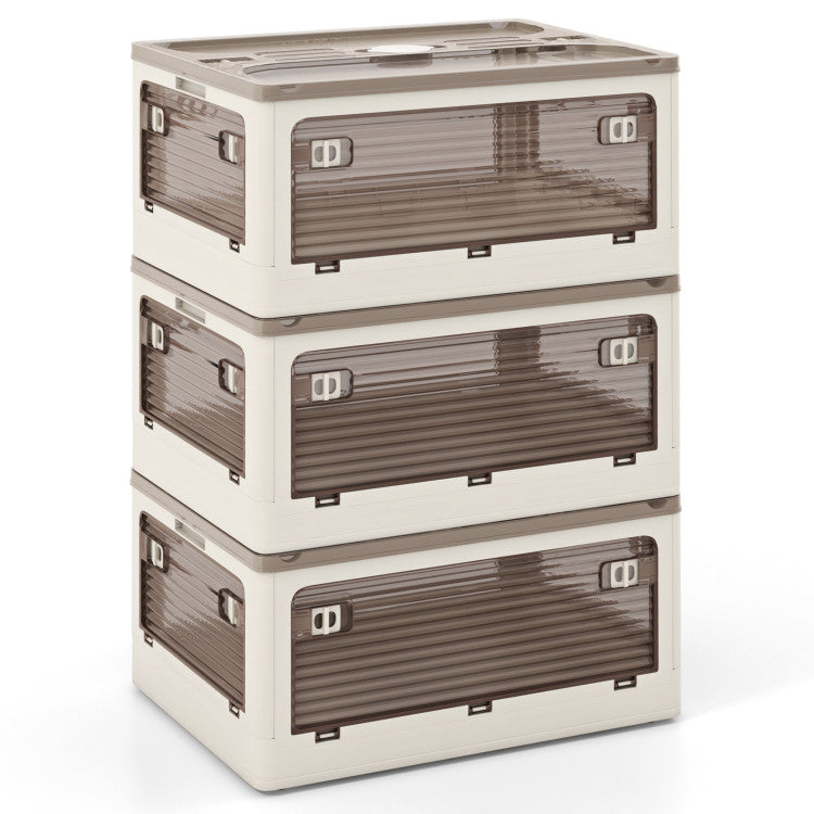 3 Stackable Storage Bins 8 Gal with 5 Opening Lids