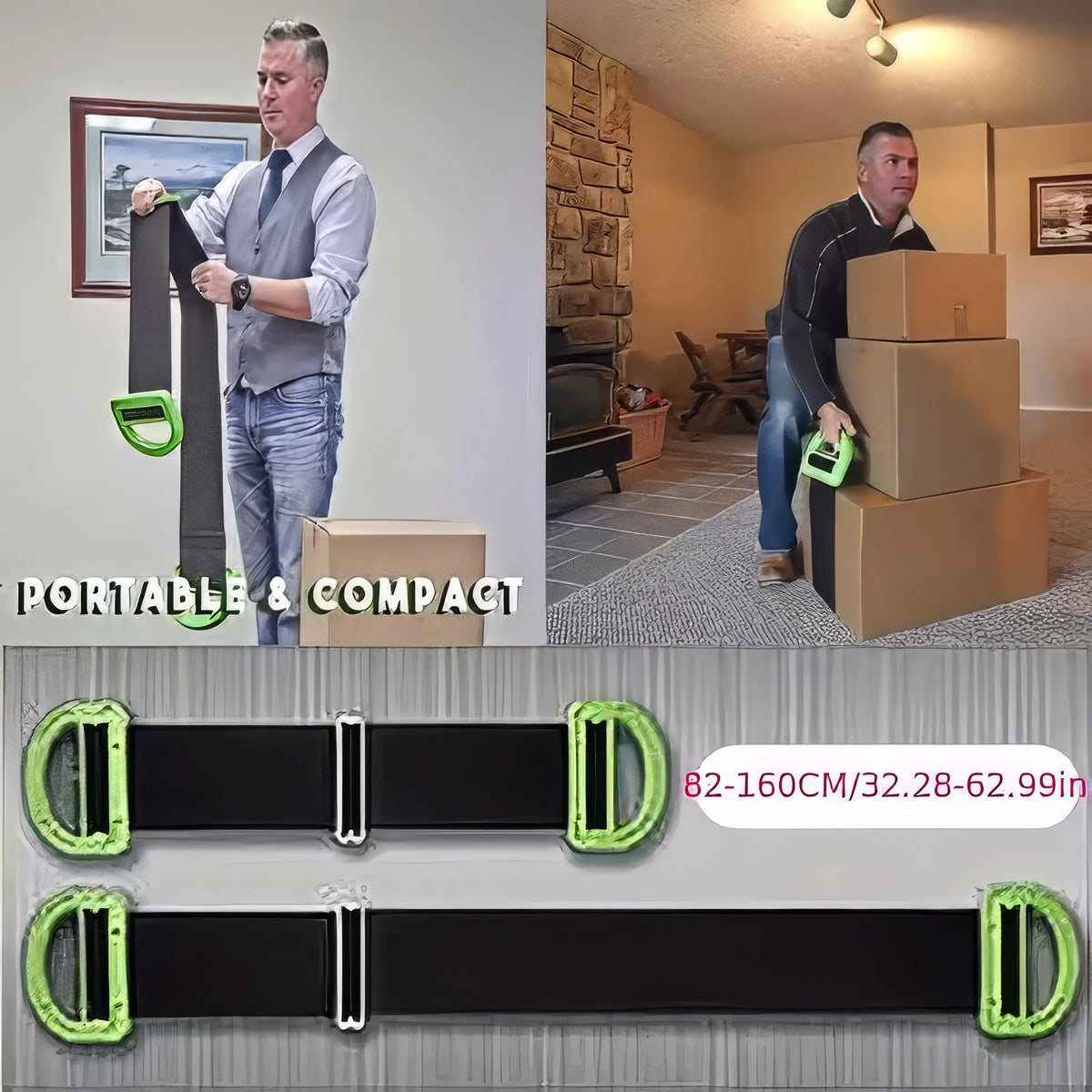 Adjustable Heavy-Duty Lifting Belt, Green Moving Strap for Furniture (Green)