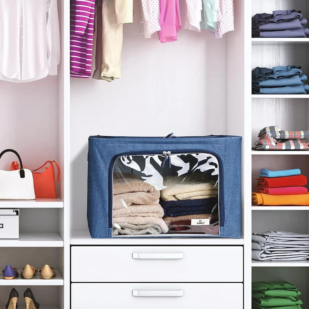 Stackable Foldable Storage Bins with Internal Metal Frame