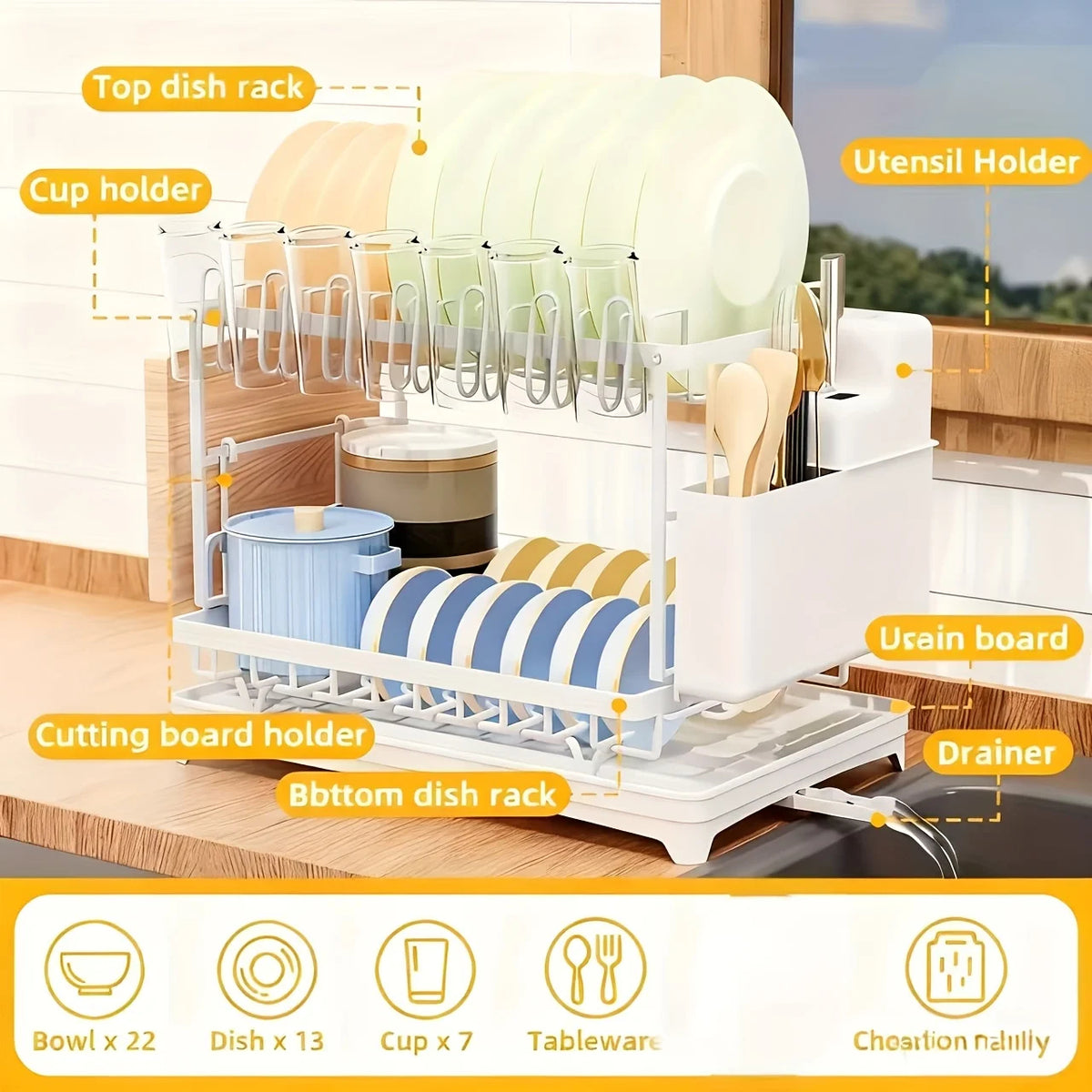 2-Layer Stainless Steel Kitchen Organizer