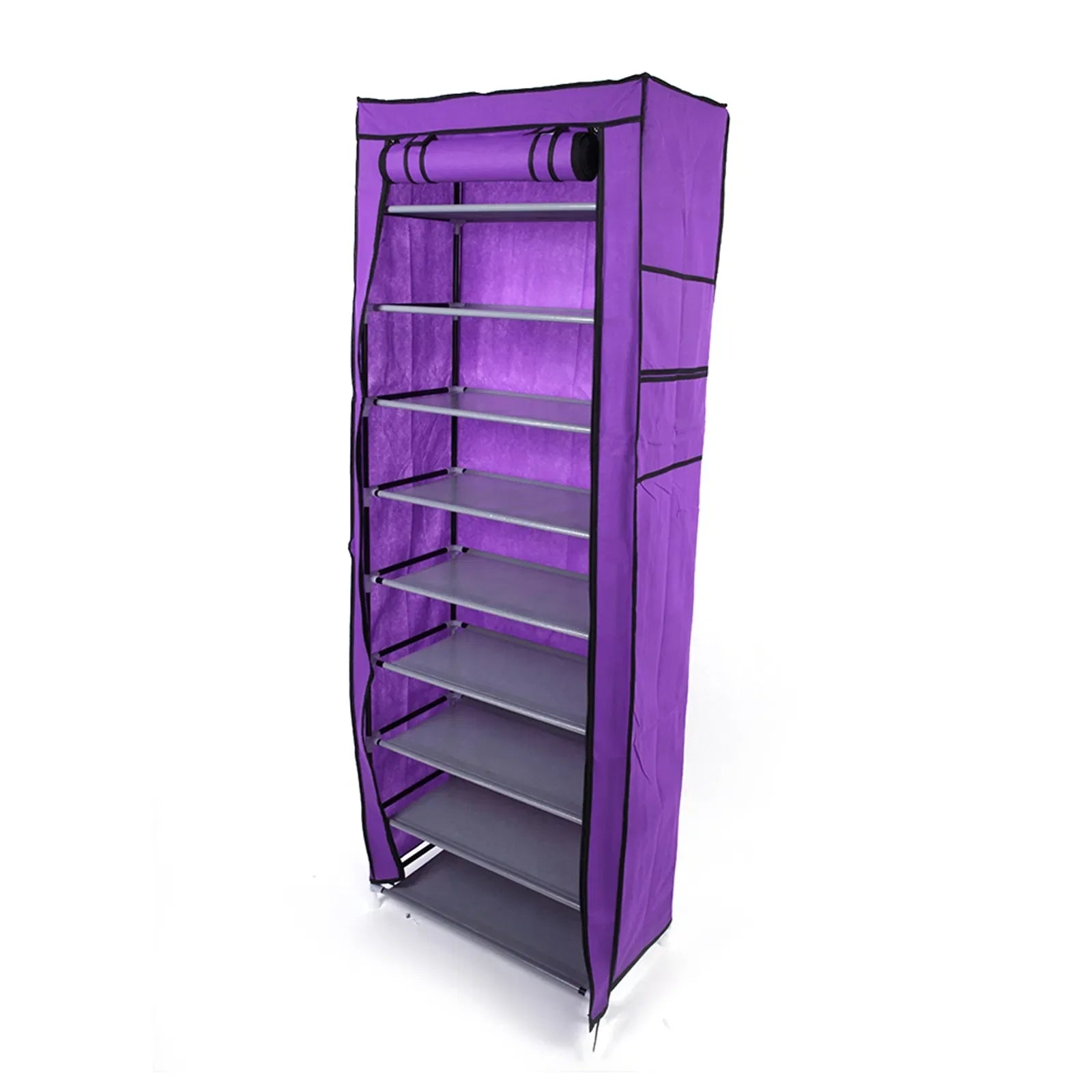 Home Shoe Rack 9 Grid 10 Layer Purple Dustproof Closet