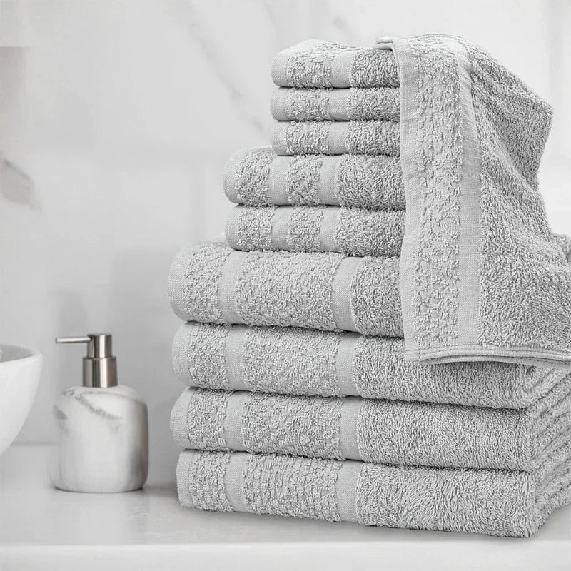 Towel Set 10-Piece Ultra-Soft Durable Absorbent Bathroom Towel (Gray)