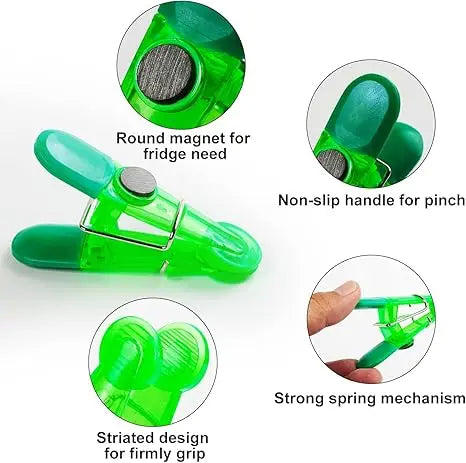 Magnetic Chip Bag Clips 12-Pack Space-Saving Kitchen Organizers