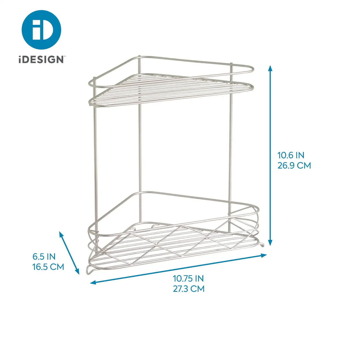 Durable Steel Corner Bath Shelf Satin Finish Shower Caddy Organizer, Set of 2