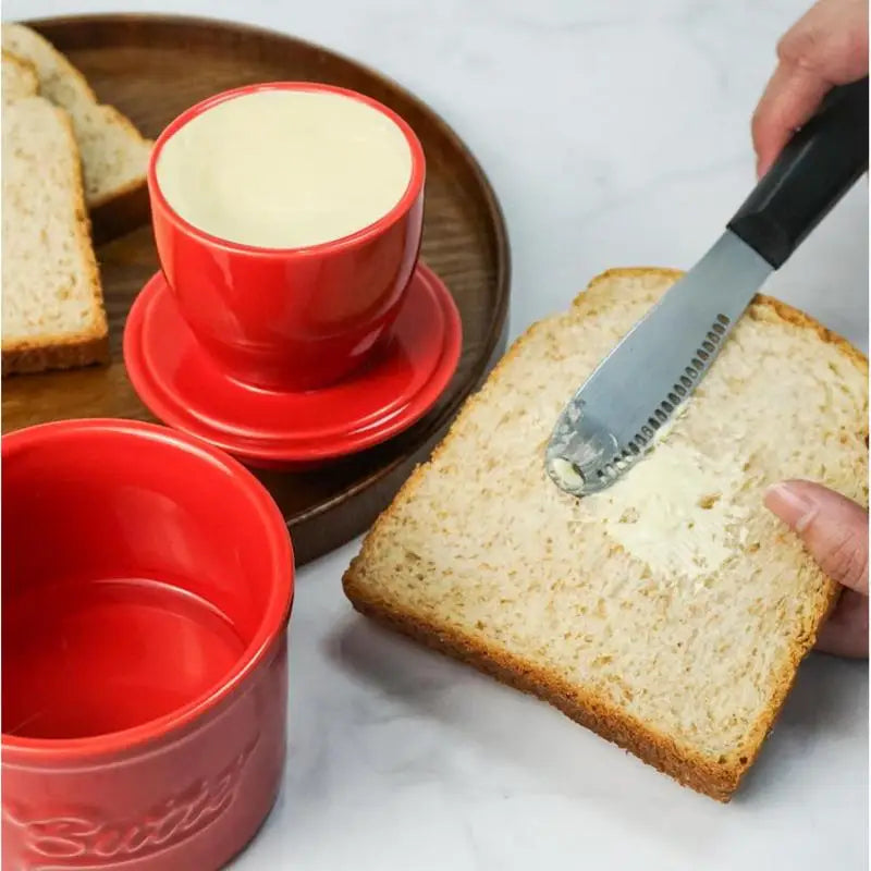 Handmade Ceramic Cylindrical Butter Keeper (White)