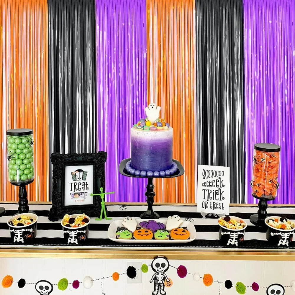 2-Pack Metallic Tinsel Foil Fringe Curtains