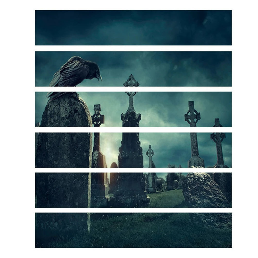 3D Halloween Wall Decals Crow Tombstone