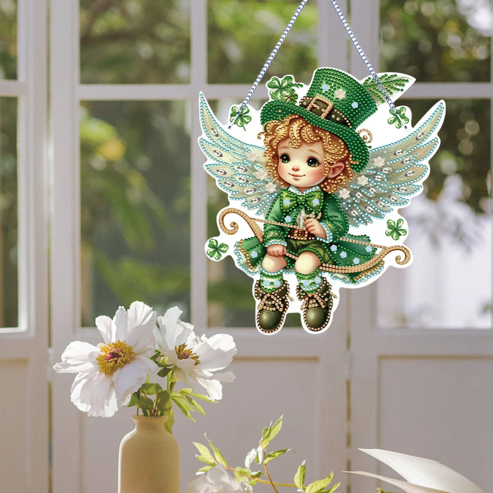 Acrylic Diamond Painting Home Decor Clover Angel Pendant