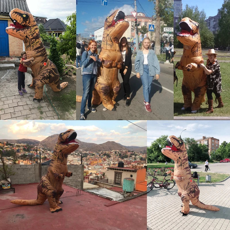 Realistic T-Rex Inflatable Costume for Role-Playing, Brown (110-149cm)