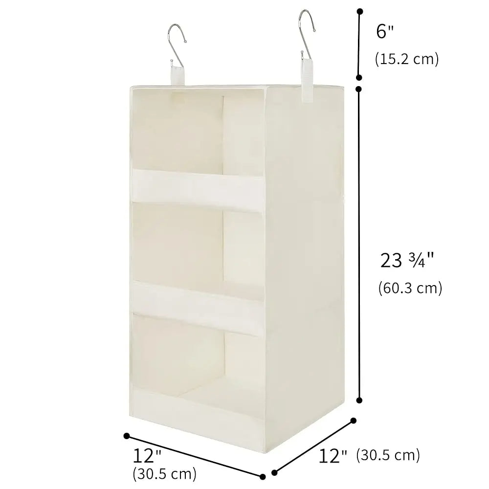 Foldable 3-Shelf Hanging Organizer Wardrobe Space Saving Storage
