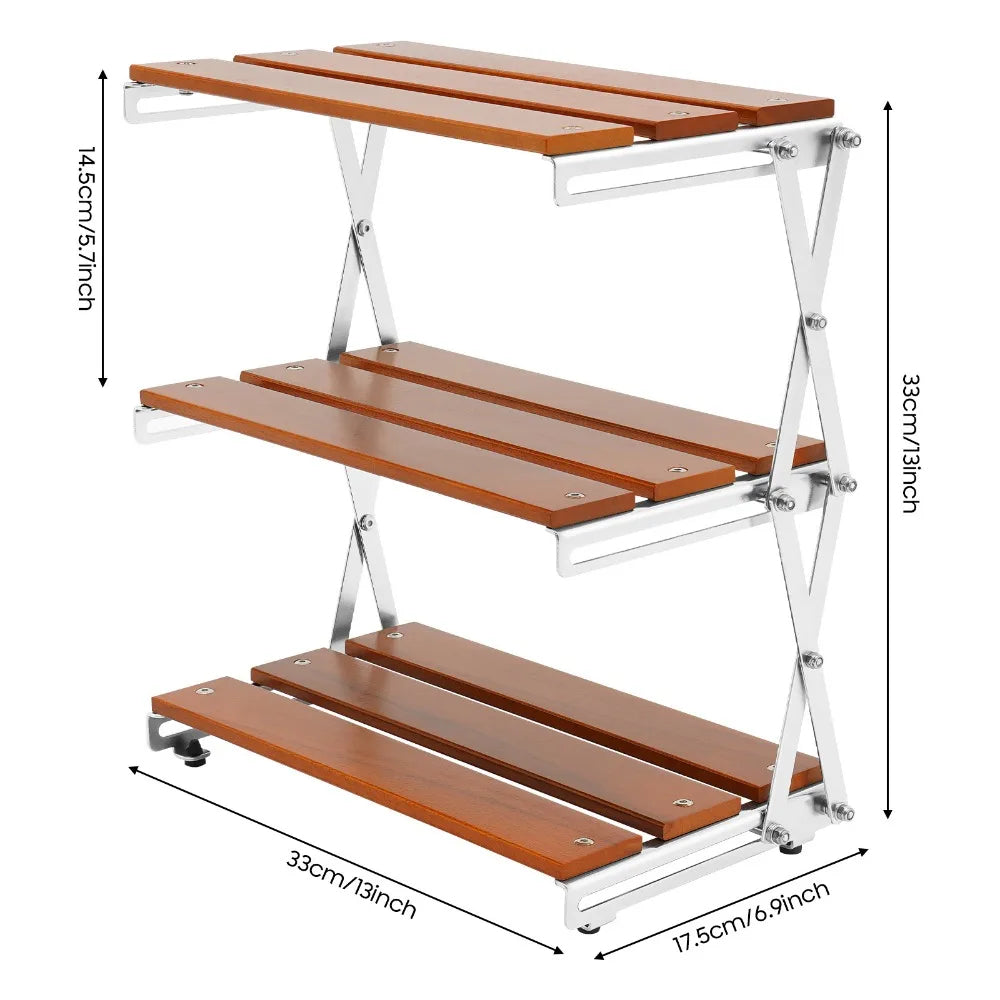 3-Tier Natural Wood Desktop Organizer Shelf