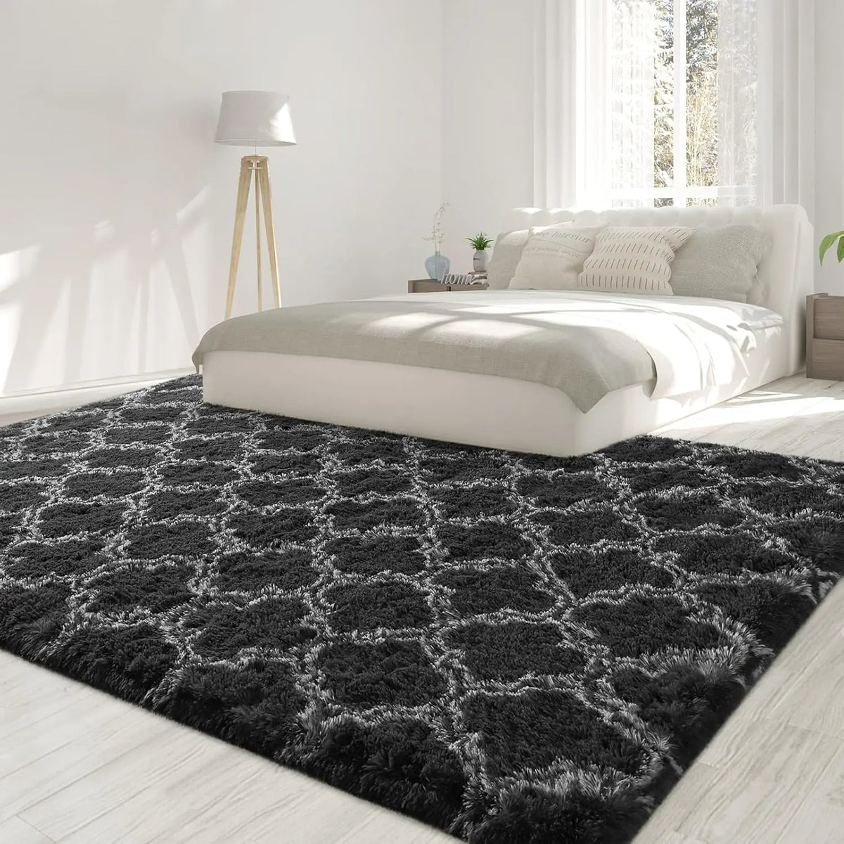 Super Soft Shag Rug Fluffy Carpet for Bedroom Living Room (Dark Gray)