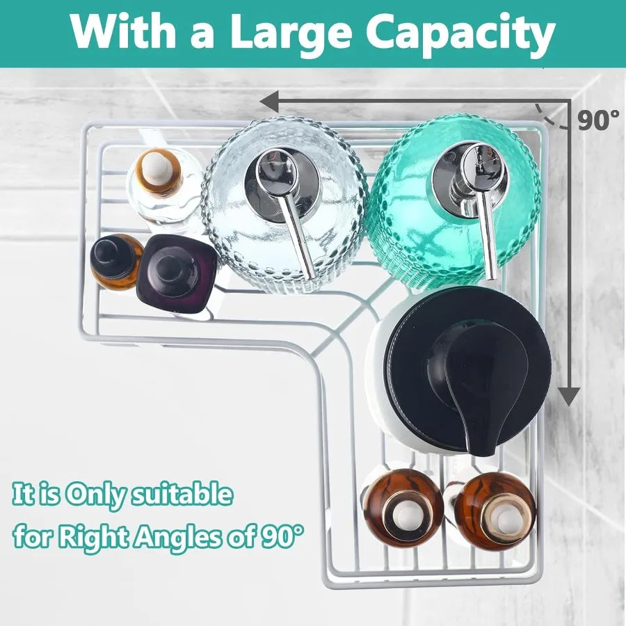 Corner Shower Caddy Space-Saving 2PCS Rustproof Adhesive Wall Shelf