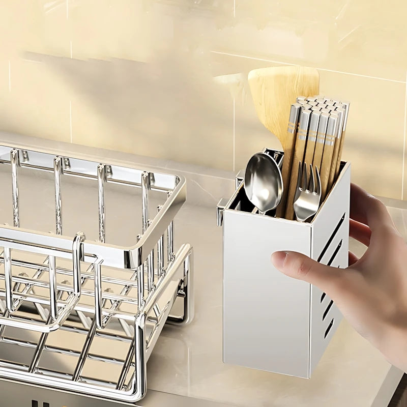 Modern Kitchen Sink Organizer Stainless Steel Holder for Sponges