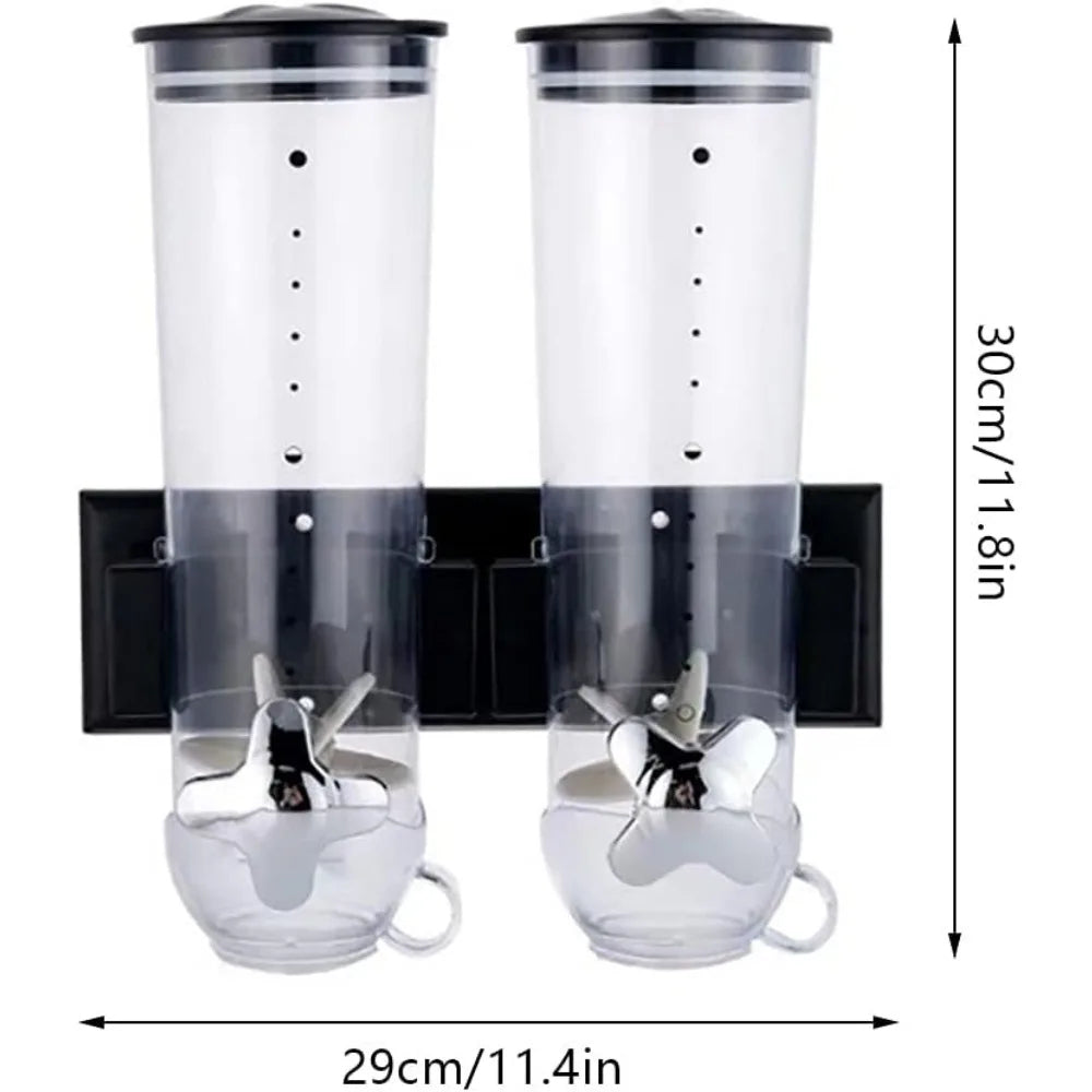 Dual Cereal Dry Food Wall Dispenser (Silver)