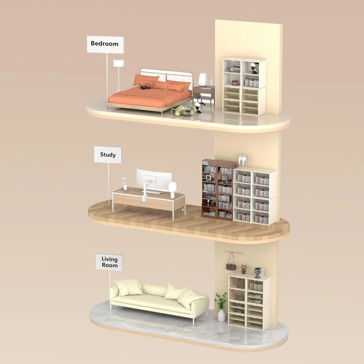 Hard Plastic Folding Stackable Shoe Box Organizer (4 Tiers)