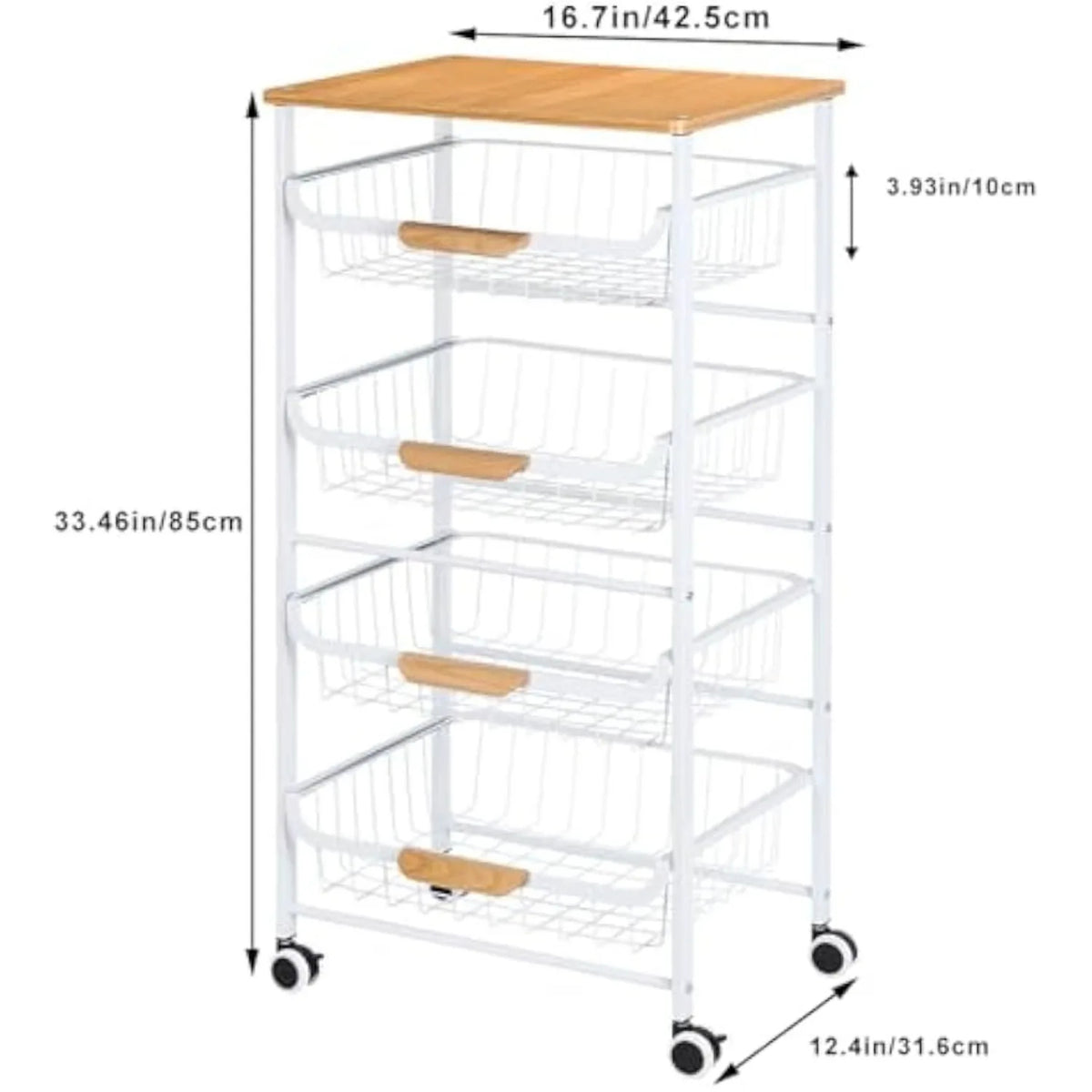 5-Tier Rolling Metal Storage Cart with Drawers &amp; Wheels Multi-Room Organizer