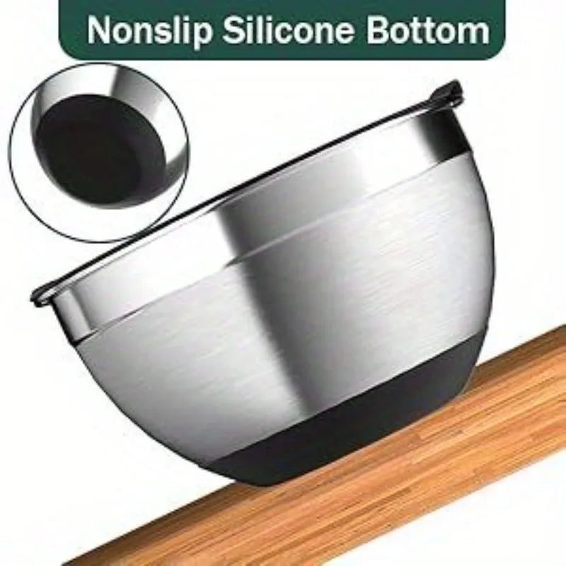 Stainless Steel Mixing Bowl Set 5-Piece Nesting Kitchen Essentials