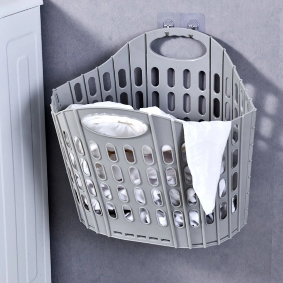 Portable Collapsible Laundry Basket for Space Saving Organizer (Gray)