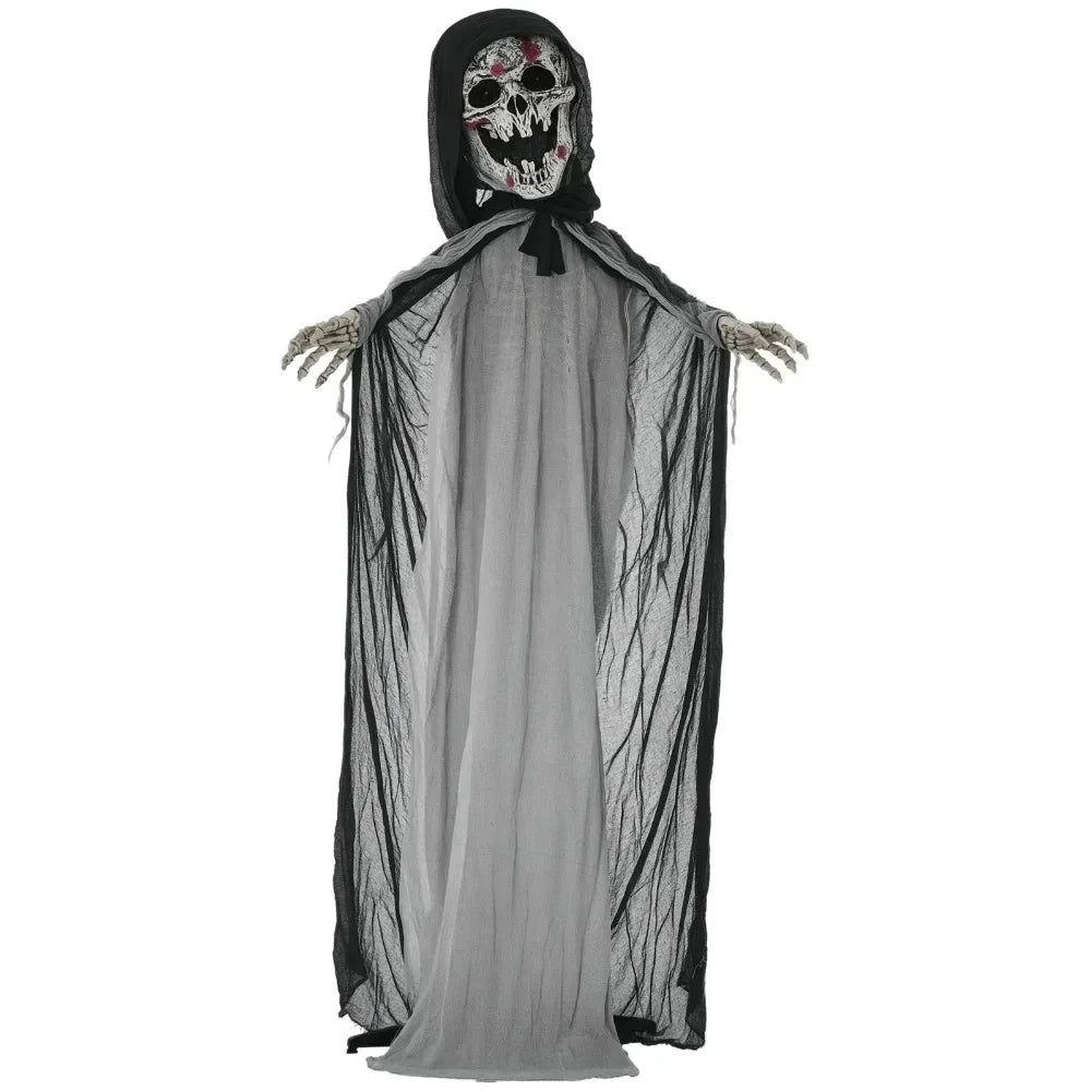 74" Life-Size Animated Skeleton Witch Decoration