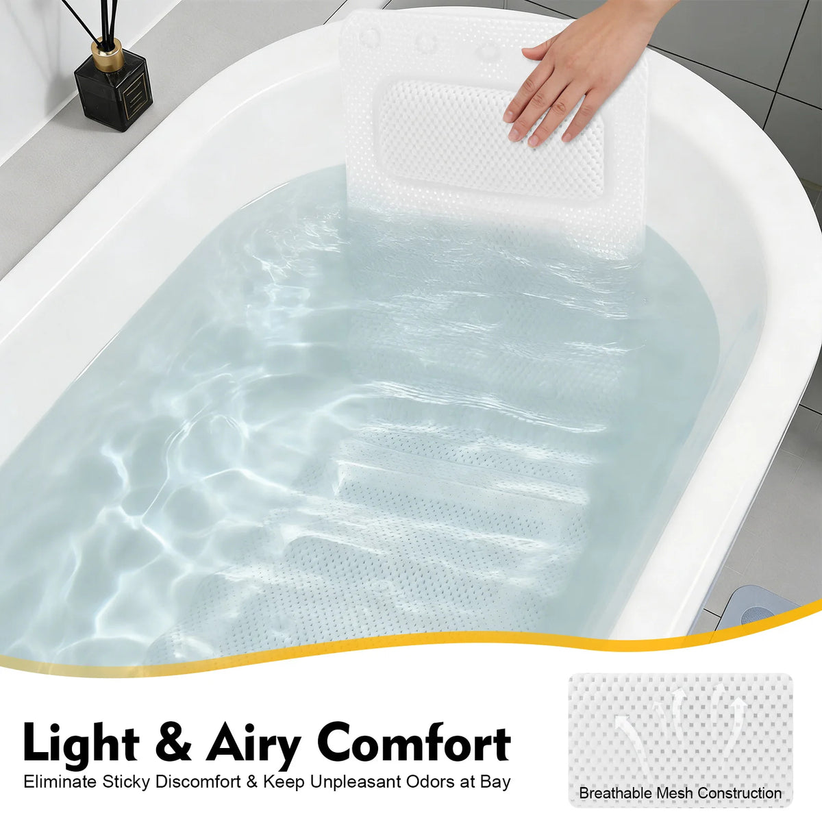 Bathtub Mat with Pillow, PVC Foam Bath Tub Cushion for Adults