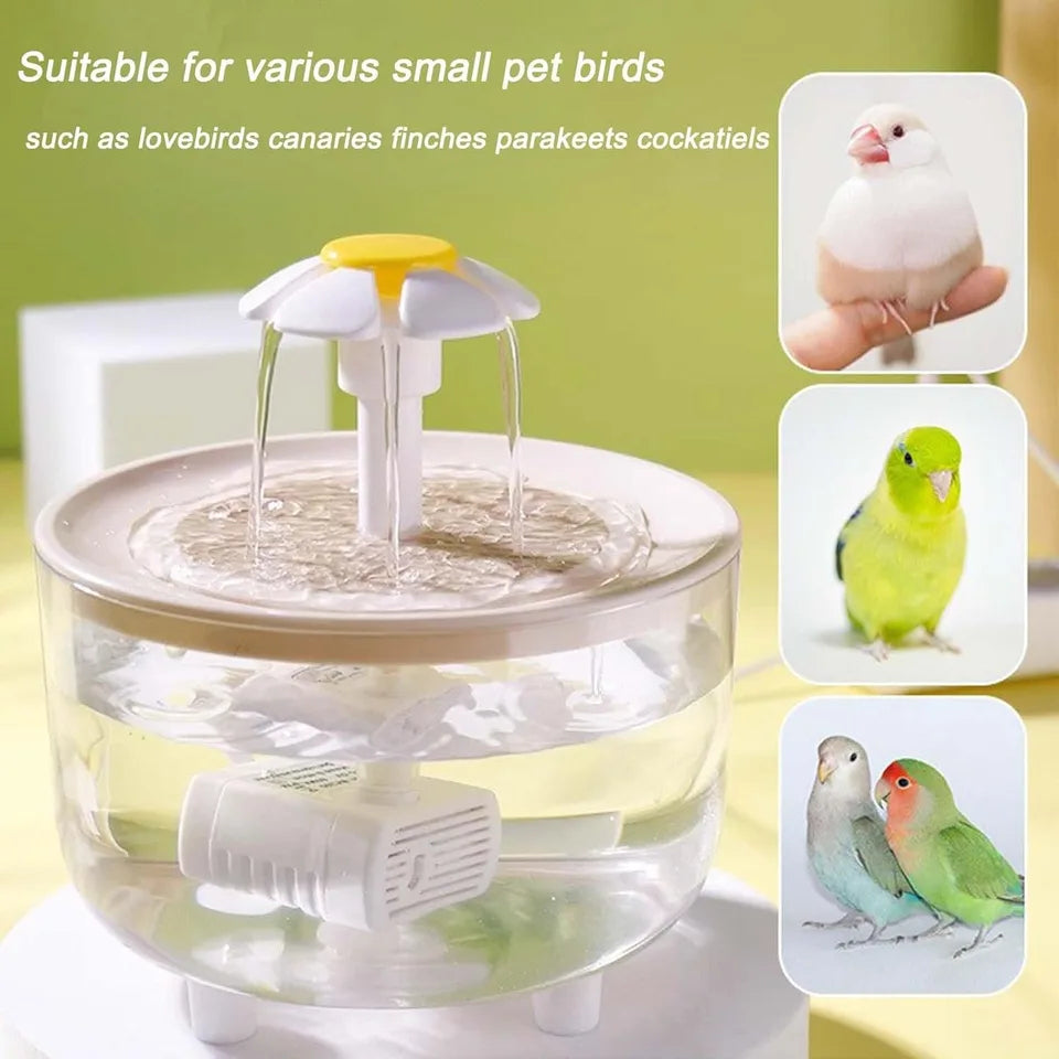 Automatic Bird Shower Bath, Filter Pump Fountain for Parrots (White)
