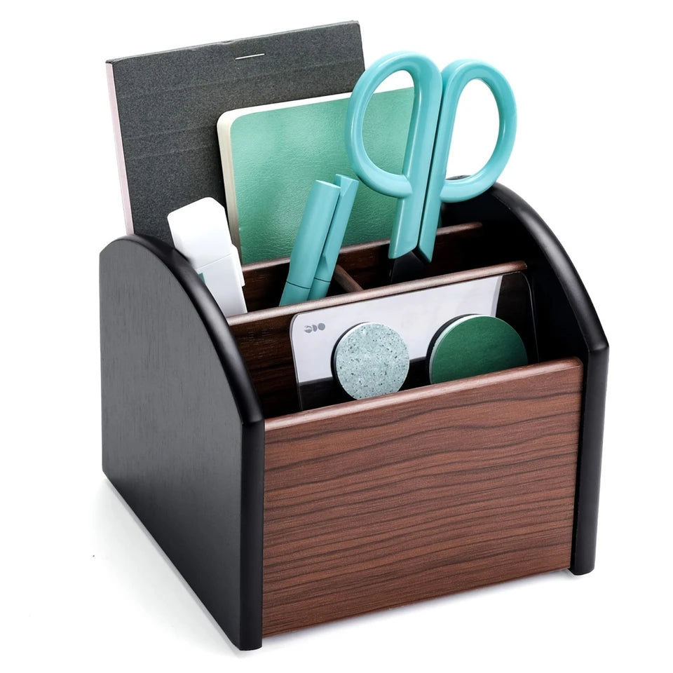 Wooden Desk Organizer with 4 Compartments