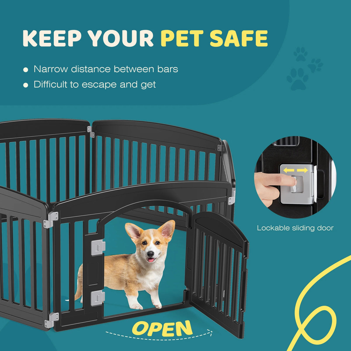 Plastic Dog Playpen, 6-Panel 24-Inch Expandable Durable Pet Fence (Black)