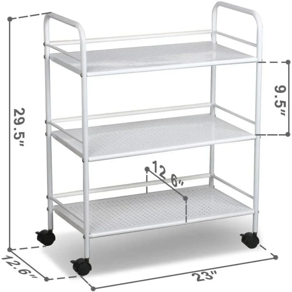 3-Tier Lockable Home Trolley with Wheels