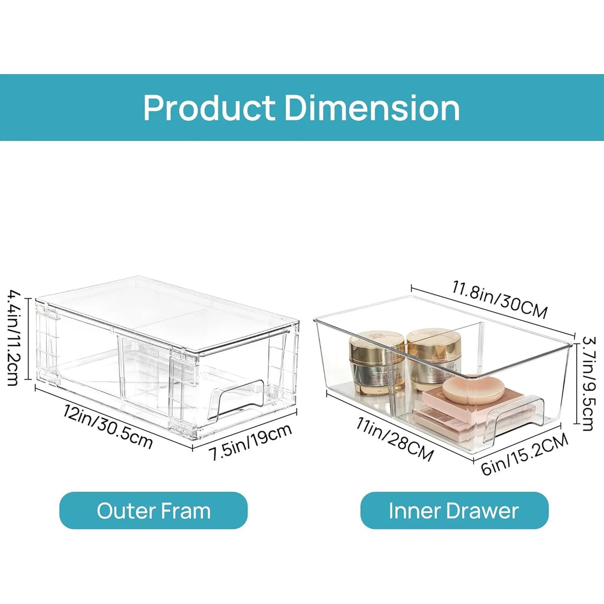 Acrylic Stackable Fridge Bathroom Organizer 6-Pack