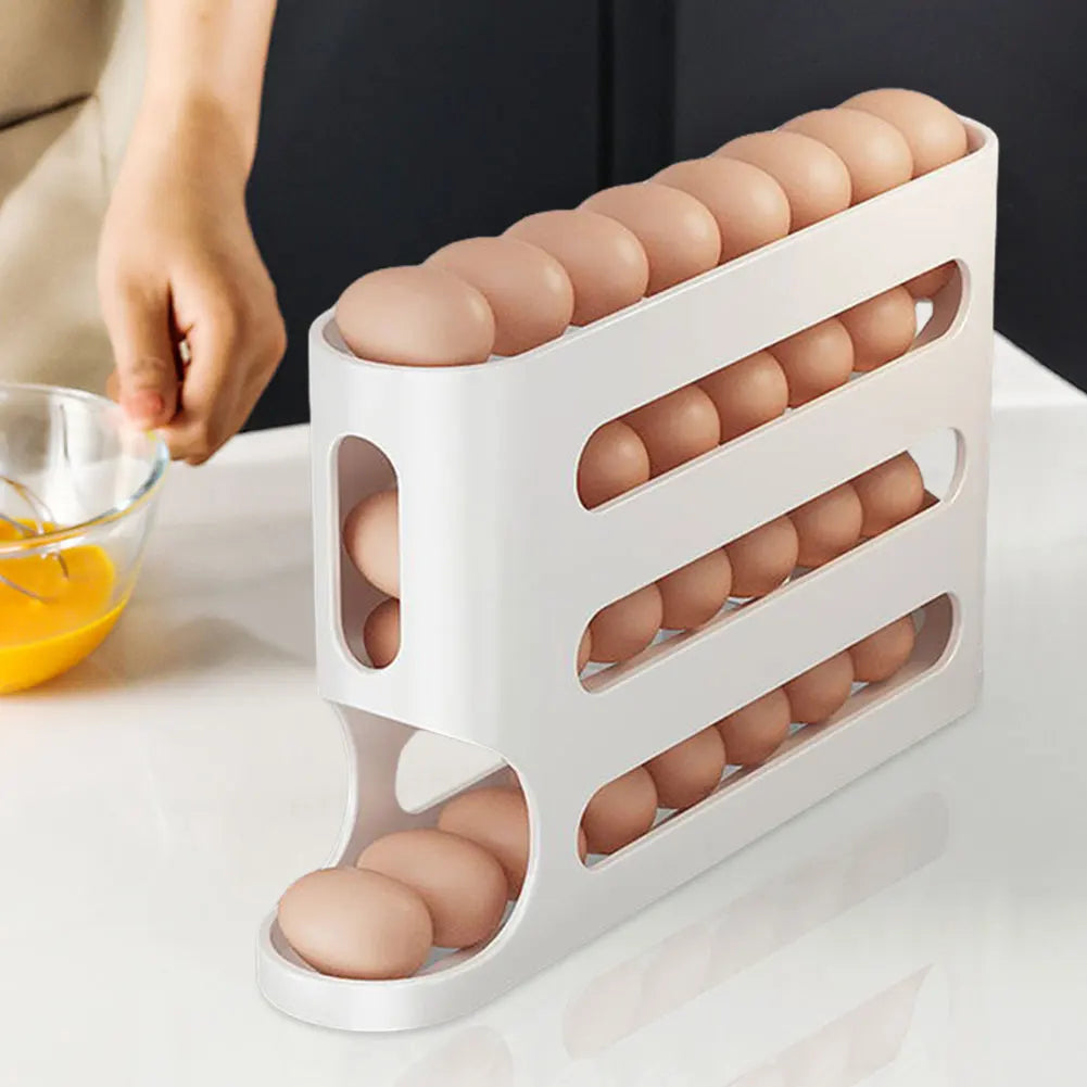 Automatic Scrolling Egg Rack 4 Layers Space-Saving Rolling Eggs Container