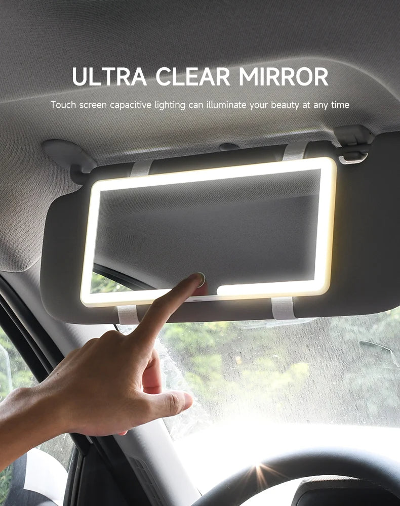 Sun Visor Vanity Mirror Car LED Dimmable Interior Mirror (White)