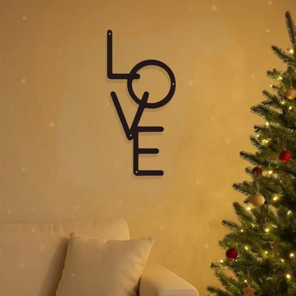 Gothic 'Love' Metal Wall Art – Vintage Black Iron Hanging Sign