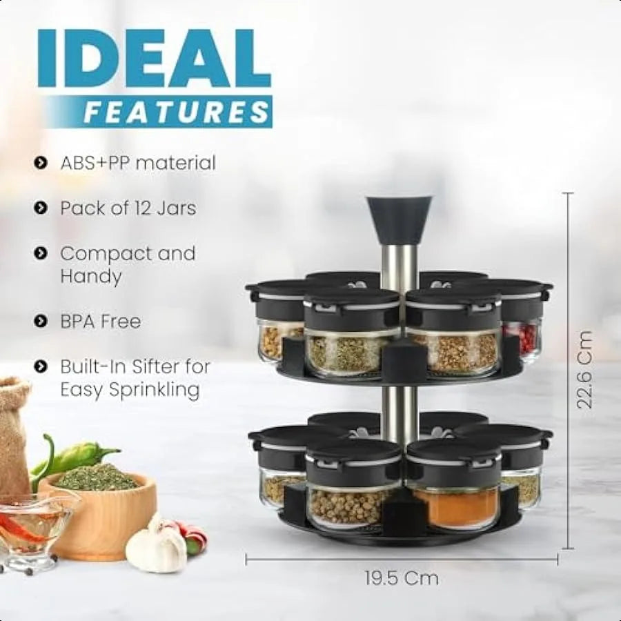 Countertop Revolving Seasoning Organizer Spinning Spice Rack for Kitchen