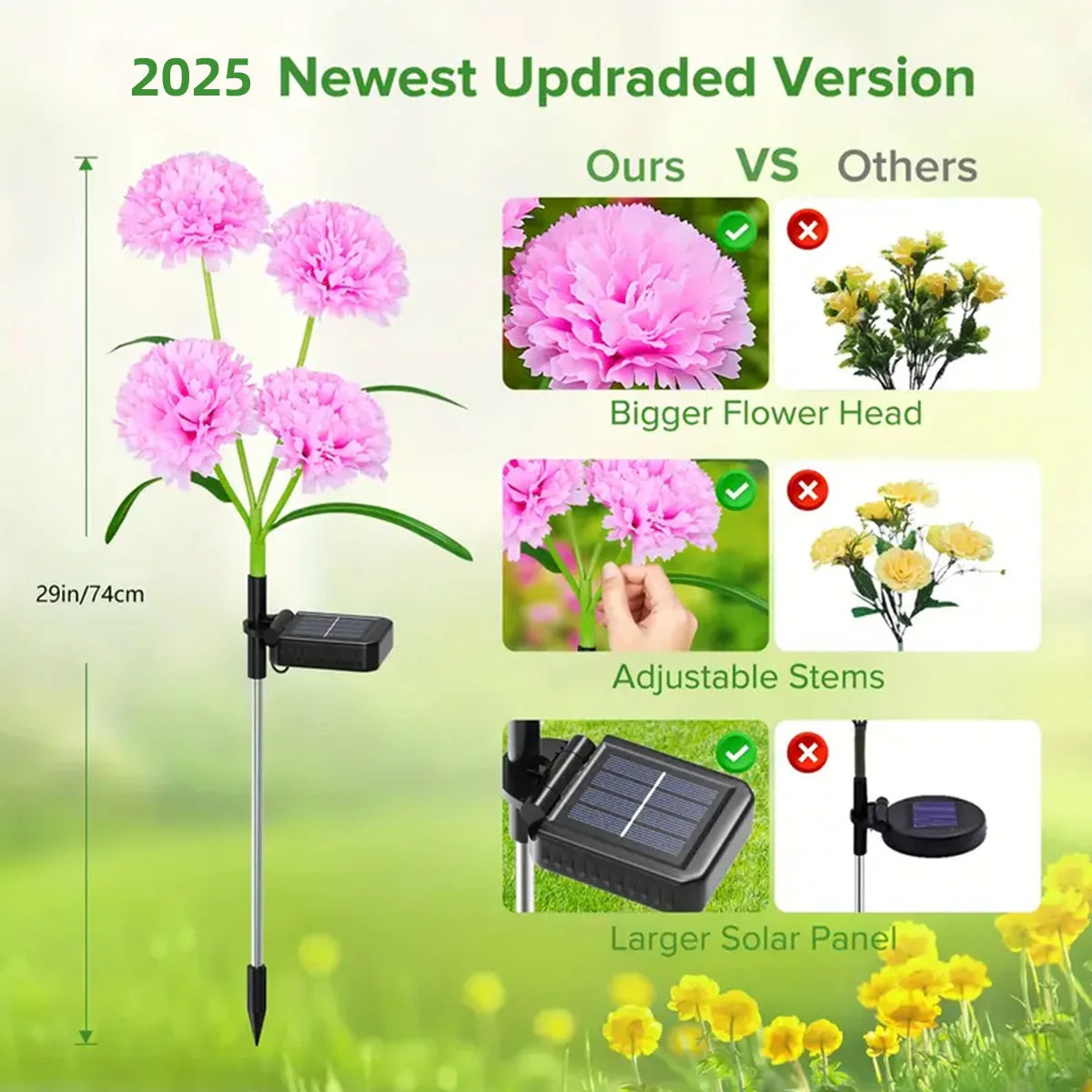 Solar Flowers Lights Outdoor Decor 4 Pack Stake Lights for Patio