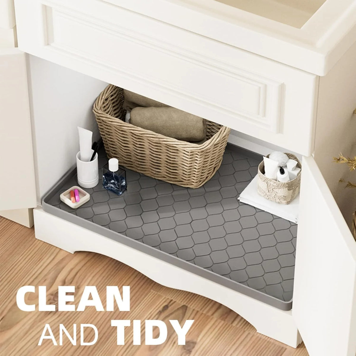 Under Sink Mat 34&quot;x22&quot; Waterproof Silicone Cabinet Liner