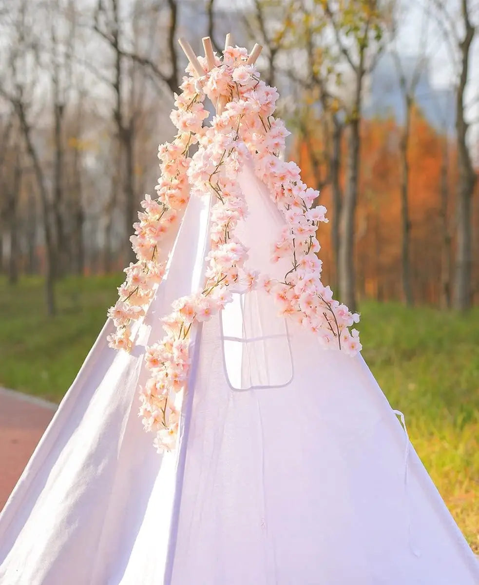 Cherry Blossom Hanging Vines (4-Pack) – 23.6ft Faux Silk Sakura Garland