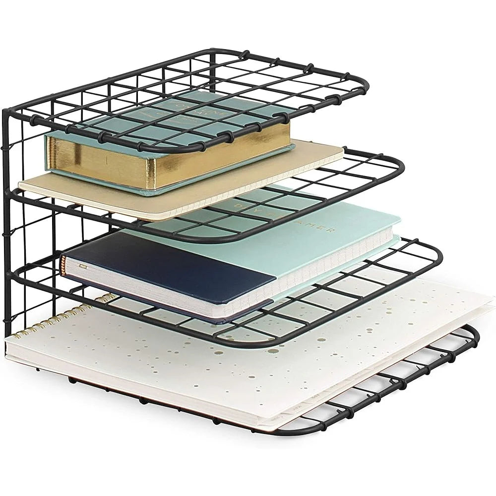 Vintage Desktop File Folder Organizer Rustic Home Desk Accessory