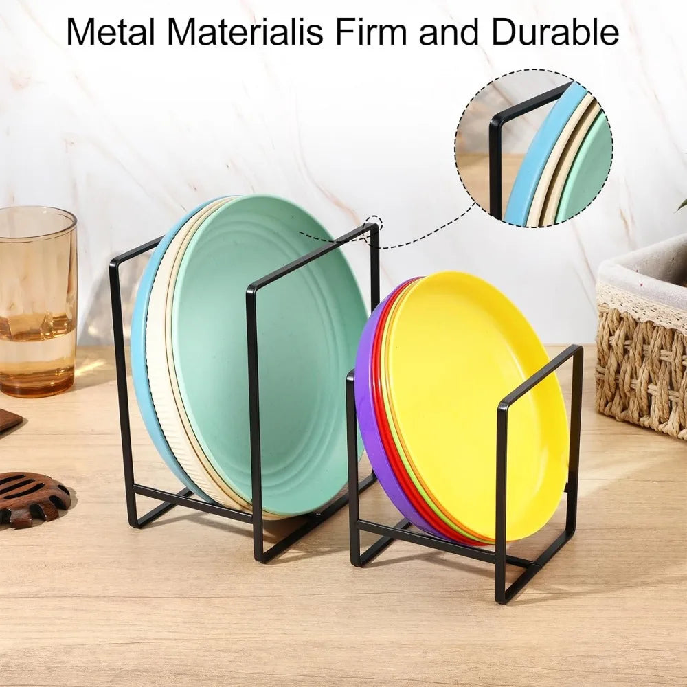 Set of 4 Metal Dish Drying Racks Vertical Plate Organizers for Kitchen Cabinets