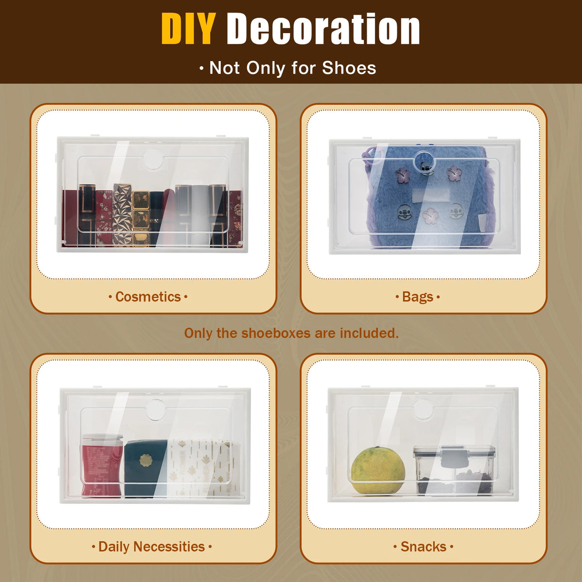 Transparent Foldable Shoe Organizer Bins 24PCS