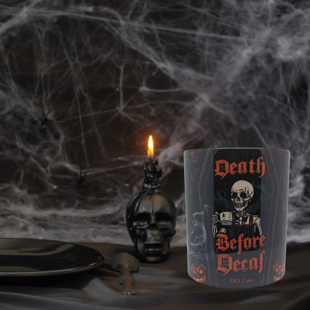 Halloween Mug Death Before Decaf 11 Ounce for Home Office Halloween Gifts