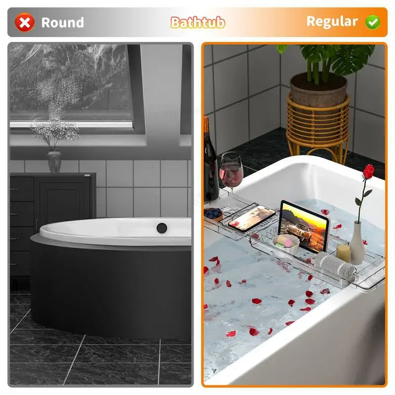 Adjustable Bath Board Shelf for Over-the-Tub Home Spa Accessories