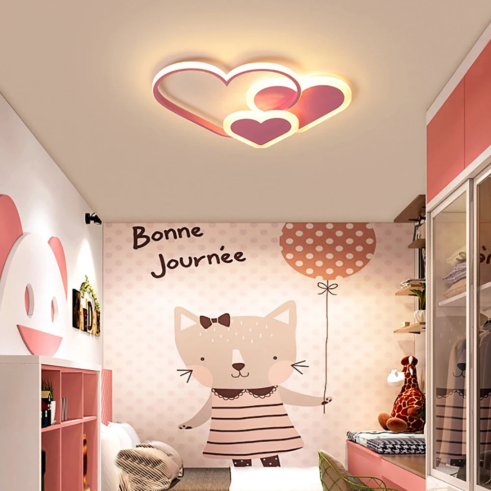 Aesthetic Heart Spotlight Kawaii Style LED Ceiling Lamp for Bedroom