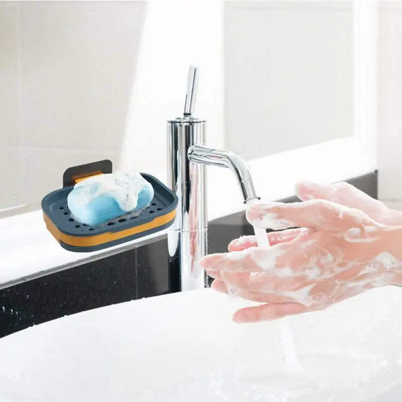 Bathroom Self-Adhesive Soap Dish Double Layer (Gray)