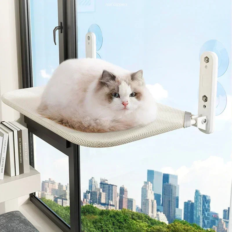 Breathable Cat Windowsill Bed for Kittens and Cats (Beige)