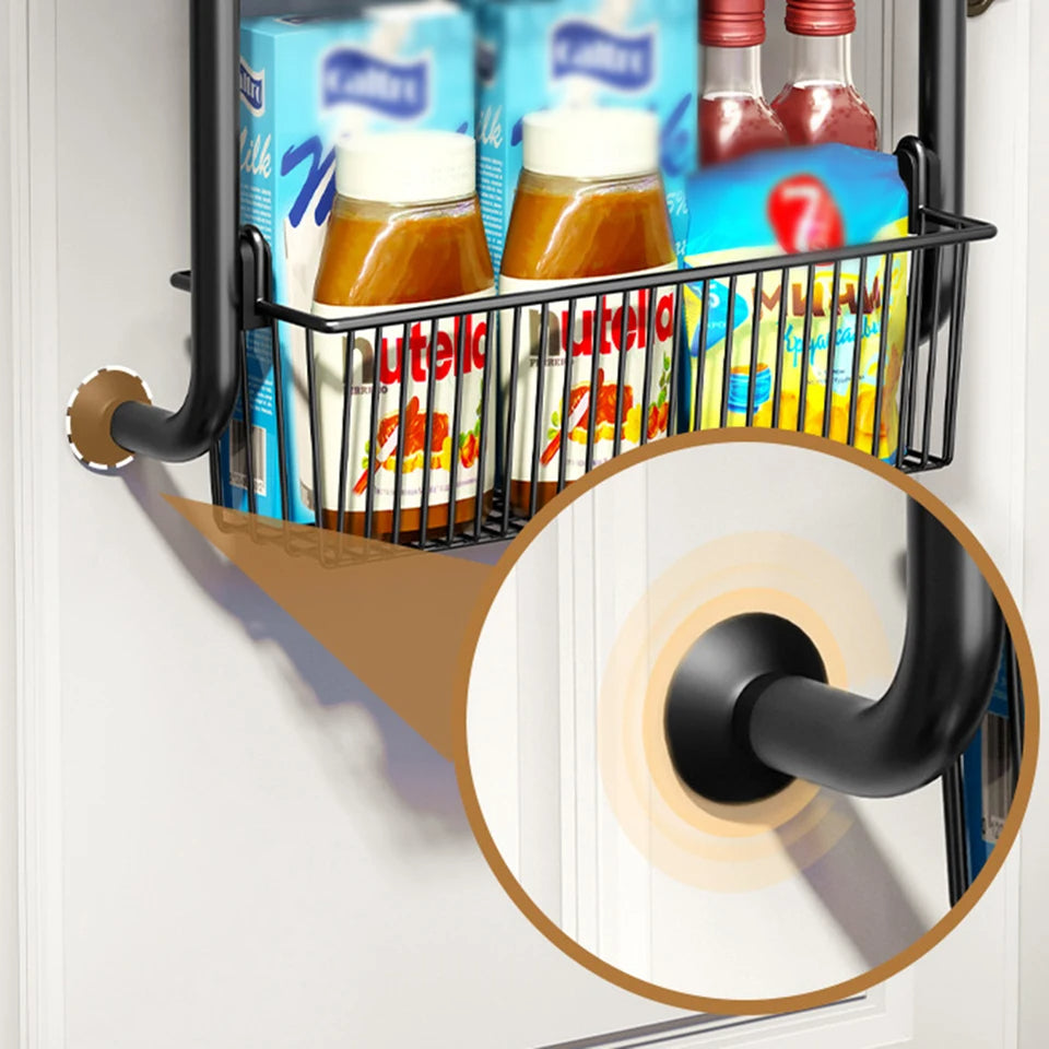 Over-the-Door Storage Organizer 4-Tier Adjustable Metal Hanging Shelf for Kitchen